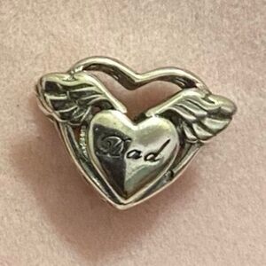 Pandora Silver Heart Charm with Angel Wings